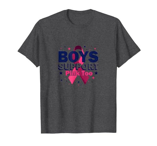 Jungen unterstützen Pink Too Breast Cancer Awareness Allies T-Shirt, Herren, Anthrazit Meliert, M von Generic