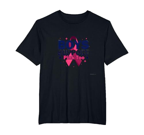 Jungen unterstützen Pink Too Breast Cancer Awareness Allies T-Shirt, Herren Große Größen, Schwarz, 2X Tall von Generic