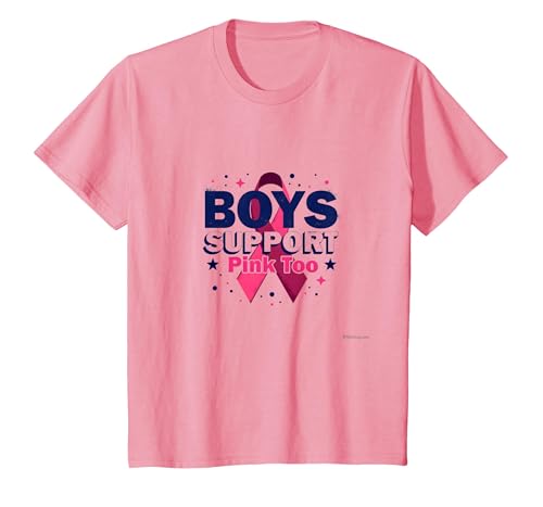 Jungen unterstützen Pink Too Breast Cancer Awareness Allies T-Shirt, Kinder, Rosa, 116 von Generic