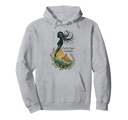 Jungfrau Erdzeichen Göttin Mystische Himmelskunst für Frauen Pullover Hoodie, Unisex für Erwachsene, Grau Meliert, M von Generic