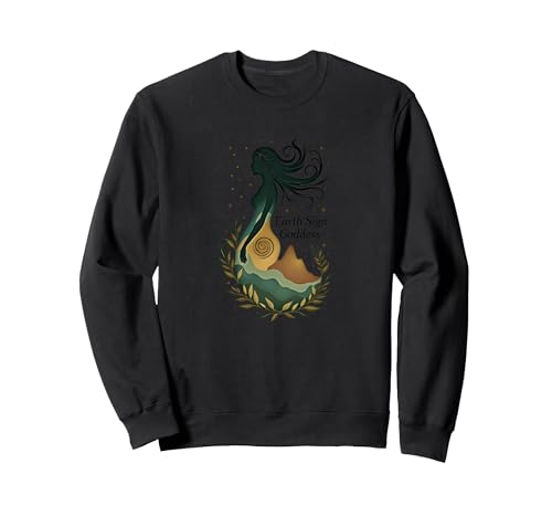 Jungfrau Erdzeichen Göttin Mystische Himmelskunst für Frauen Sweatshirt, Unisex für Erwachsene, Schwarz, L von Generic