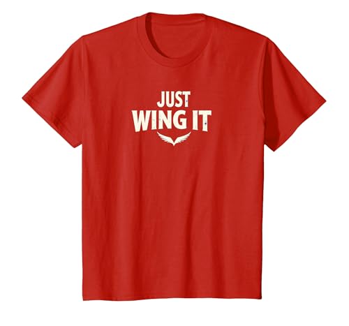 Just Wing It: Motivierende Engelsflügel T-Shirt, Kinder, Rot, 116 von Generic