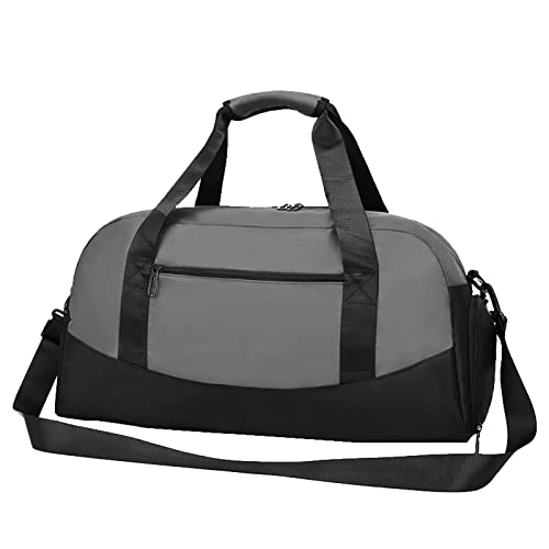 Jutebeutel Turnbeutel 20" Seesack Sport Reise Fitnessstudio Gepäcktasche Hauptfach mit Reißverschluss Vordertasche mit Reißverschluss Oben Zwei seitliche Griffe und Abnehmbarer Große (Grey, One Size) von Generic