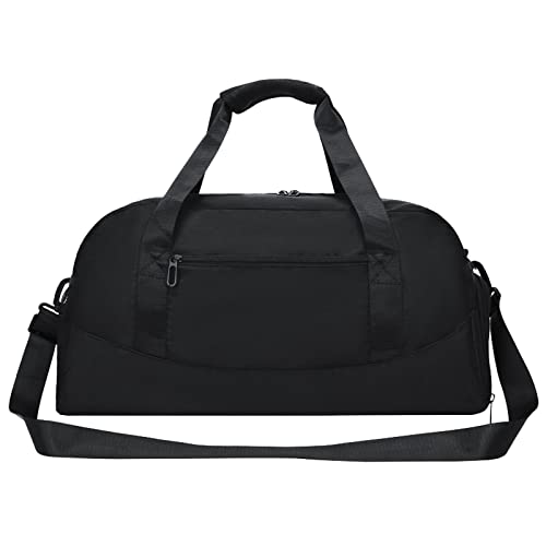 Jutebeutel Turnbeutel 20" Seesack Sport Reise Fitnessstudio Gepäcktasche Hauptfach mit Reißverschluss Vordertasche mit Reißverschluss oben Zwei seitliche Griffe und abnehmbarer Große (Black, One Size) von Generic