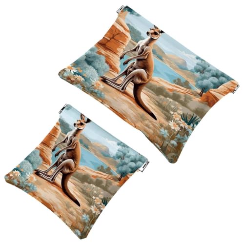 Känguru-1640 Kosmetiktasche für Geldbörsen, wasserdichte Make-up-Tasche, Kosmetiktasche, tragbar, ohne Reißverschluss, 2 Stück, Mehrfarbig 06, A：7.1x5.8in/18x14.8cm，B:4.7x4.5in/12x11.5cm von Generic