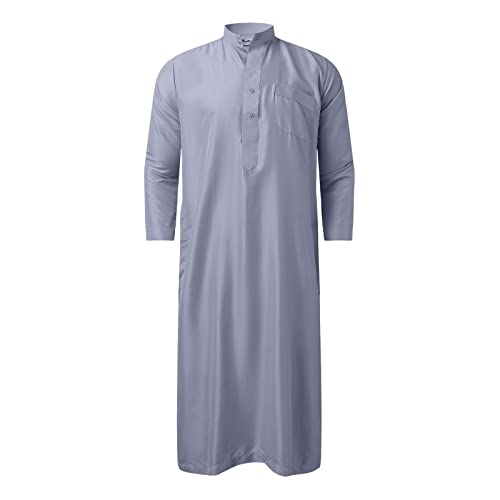 Kaftan Herren Thobe Langarm Roben mit Stehkragen Muslimisches Kleid Kaftan Gewand Arabisch Gebet Eid Kleidung von Generic