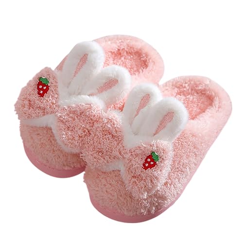 Kaninchen Hausschuhe Kinder Winter Baumwolle Hausschuhe für Mädchen Weiche Wärme Plüsch Pantoffeln rutschfeste Gummisohle Hallenschuhe Backless-Slipper Bequeme Hausschlappen mit Memory Foam 2-10Jahre von Generic