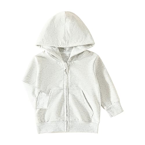 Kapuzenjacke Baby Mädchen Junge Hoodie mit Reißverschluss Warme Jacke Einfarbige Langarm Übergangsjacke Weiche Mantel Strickjacke Softshelljacke (Grey, 12-18 Months) von Generic