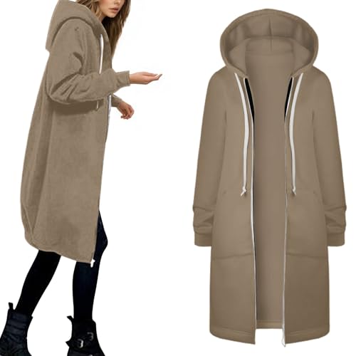 Kapuzenjacke Damen Lang Elegant Kapuzenpullover Oversized Sweatjacke Reißverschluss Hoodie Jacke Langarm Herbst Winter Übergangsjacke Warm Fleecejacke Damenjacken Sweatshirt mit Kapuze Kapuzenjacke Damen Lang Elegant Kapuzenpullover Oversized Sweatjacke Reißverschluss Hoodie Jacke Langarm Herbst Winter Übergangsjacke Warm Fleecejacke Damenjacken Sweatshirt mit Kapuze von Generic