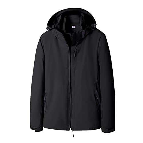 Kapuzenjacke Damen Lang Sportbekleidung Elegant Mantel mit Kapuze Winterjacke Lässiges Einfarbig Winddicht Übergangsjacke Grosse Groessen Outdoorjacke Warm Outdoor(A Schwarz,4XL) von Generic