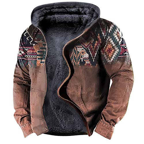 Kapuzenjacke Herren Pullover Kapuzenpullover Oversize Zipper Fleece Winterjacke Herbstjacke Lässige Vintage Casual Outdoor Arbeitsjacke Weihnachts Vintage Clothes Kaffee XL Jacke 1224 von Generic