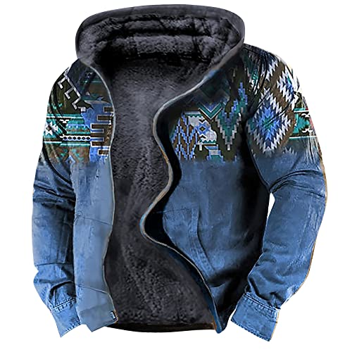 Kapuzenjacke Herren Sweatshirt Sweatjacke Mit Kapuze Fleece Winterjacke Herbstjacke Business Lässige Casual Outdoor Sportbekleidung Weihnachts Vintage Clothes Blau XL Jacke 1224 von Generic