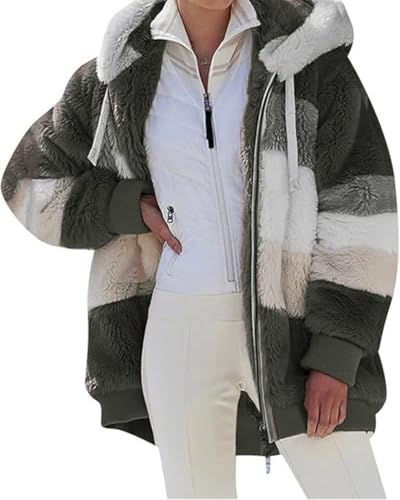 Kapuzenjacke damen Fleece Mantel Plüschjacke Warme Reißverschluss mit Kapuze Verdicken Wintermantel Outwear Mode Elegant Kapuzenpullover Oberbekleidung Hoodie Sweatshirtjacke Cardigan Outwear ﻿ von Generic