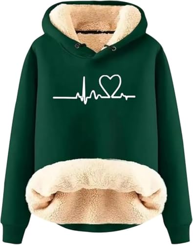 Kapuzenjacke damen sweatjacke mit teddyfutter Sweatshirt Winter warme Pulli Jumper Druck Kuschelig Kapuzenpullover Casual Sportlich Langarmshirt gefütterte jacke von Generic