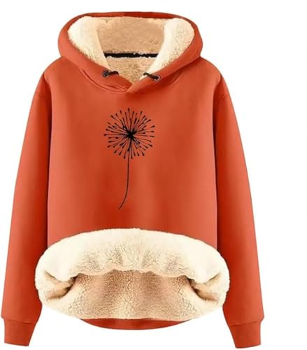 Kapuzenjacke damen sweatjacke mit teddyfutter Sweatshirt Winter warme Pulli Jumper Druck Kuschelig Kapuzenpullover Casual Sportlich Langarmshirt gefütterte jacke von Generic