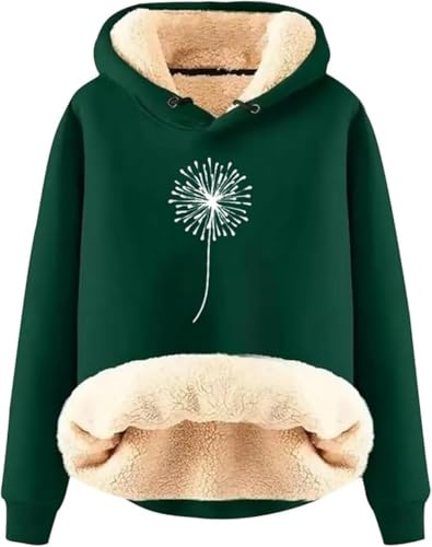 Kapuzenjacke damen sweatjacke mit teddyfutter Sweatshirt Winter warme Pulli Jumper Druck Kuschelig Kapuzenpullover Casual Sportlich Langarmshirt gefütterte jacke von Generic