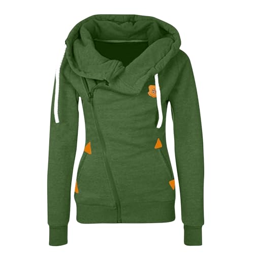 Kapuzenpullover Damen Pullover Teenager Mädchen Einfarbig Langarm Mit Reißverschluss Herbst Winter Pulli Sweatjacke Zipper Hoodies Oversized von Generic