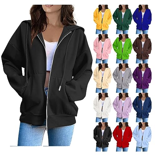 Kapuzenpullover Damen,Damen Laufjacke Sportjacke Trainingsjacke Langarm Fitness Yoga Jacke Leicht Atmungsaktive Full Zip Sweatjacke mit Taschen Daumenloch,Y2K Clothes,Schwarz,XXL Kapuzenpullover Damen,Damen Laufjacke Sportjacke Trainingsjacke Langarm Fitness Yoga Jacke Leicht Atmungsaktive Full Zip Sweatjacke mit Taschen Daumenloch,Y2K Clothes,Schwarz,XXL von Generic