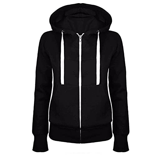 Kapuzenpullover Damen Hoodie Sweatshirt Hoody Pullover Langarmshirt Leicht Kapuzenjacke Sweatjacke mit Reißverschluss Taschen Outdoor Fitness Sportjacke Teenager Mädchen Laufjacke für Herbst Winter von Generic