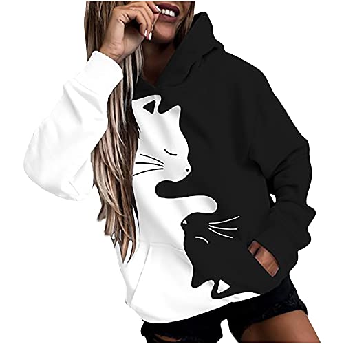 Kapuzenpullover Damen Hoodies Süßem 3D Druck Kapuzen Pullover Spitze Mädchen Bequeme Bluse Kordelzug Oberteile Strassenmode Frauen Sweatjacke mit Kapuze Tasche Geschenke Weiß S von Generic