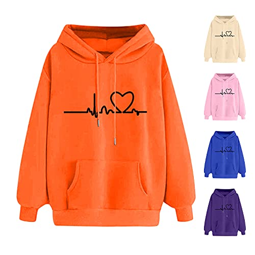 Kapuzenpullover Damen Lässiger Hoodie Damen Sweatshirt mit Kapuze Oversize Langarm Pullover Basic Pulli Oberteile Kapuzenpullover Outdoor Sport Streetwear Warm Kapuzenpulli von Generic