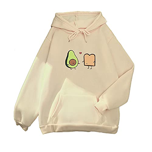 Kapuzenpullover Damen Mit Kapuze GroßE GrößEn Hoodie Oversize Sweatshirt Avocado-Aufdruck Pullover Langarm Sport-Langarmshirts Kawaii Hoodies Teenager MäDchen Aesthetic Pulli Oberteile von Generic