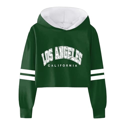 Kapuzenpullover Für Mädchen Pullover Sweatshirt mit Kapuzen Mode Buchstaben Drucke Langarm Kapuzenpulli Sweatshirt Kinder Mädchen Pulli Hoodie Oberteile Langarmshirt 3-12 Jahre (Green, 10-12 Years) von Generic