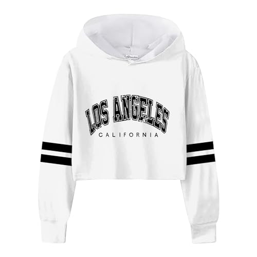 Kapuzenpullover Für Mädchen Pullover Sweatshirt mit Kapuzen Mode Buchstaben Drucke Langarm Kapuzenpulli Sweatshirt Kinder Mädchen Pulli Hoodie Oberteile Langarmshirt 3-12 Jahre (White, 10-12 Years) von Generic