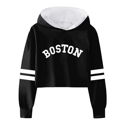 Kapuzenpullover Für Mädchen Pullover Sweatshirt mit Kapuzen Mode Buchstaben Drucke Langarm Kapuzenpulli Sweatshirt Kinder Mädchen Pulli Hoodie Oberteile Langarmshirt 3-12 Jahre (Z1-Black, 10-12 Years) von Generic