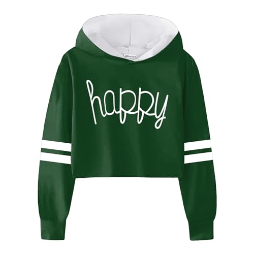 Kapuzenpullover Für Mädchen Pullover Sweatshirt mit Kapuzen Mode Buchstaben Drucke Langarm Kapuzenpulli Sweatshirt Kinder Mädchen Pulli Hoodie Oberteile Langarmshirt 3-12 Jahre (Z2-Green, 10-12 Years) von Generic