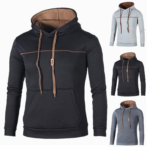 Kapuzenpullover Herren Einfarbig Hoodie Warm Pullover Business Sweatshirt Langarm Hoody Sport Herrenpullover Frühling Langarmshirt Baumwolle Kleidung Blitzangebote des Tages Schwarz XL von Generic