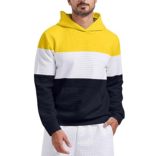 Kapuzenpullover Herren Hoodie Farbblock Oberteile Kapuzenpullis Herbst Winter Sweatshirt Elegant Outdoor Pullover Sweatjacke Training Sport Style Kapuzensweatshirt von Generic