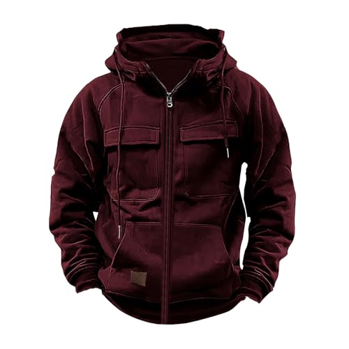 Kapuzenpullover Herren Männer mit Backprint Langarm Streetwear Sweatjacke Frühling Winter Pullover mit Kapuze Basic Leichte Große Größen Hoody Männer Freizeit Einfarbig Baumwolle Sweatshirt von Generic