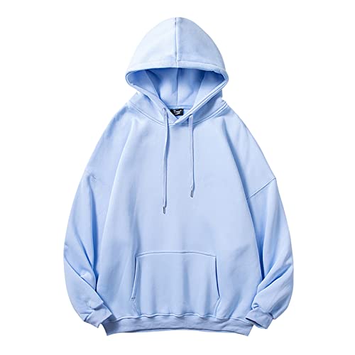 Kapuzenpullover Herren Pullover Mit Kapuze Männer Hoodies Einfarbig Pullover Winter Casual Sweatshirt Winterpullover Sweatjacke Pullover Hoodie Sweatshirt Himmelblau 4XL von Generic