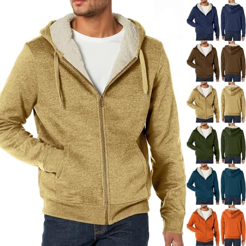 Kapuzenpullover Herren Pullover Sweatjacke Herren mit Kapuze Winter Zip Hoodie Gefüttert Freizeit Kapuzenpullover mit Reißverschluss Baumwolle Fleecejacke Warm Zipper Hoody Männer von Generic
