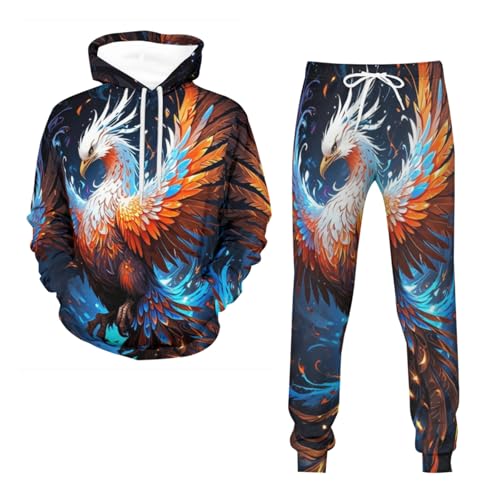 Kapuzenpullover Set Mit Adler Motiv Für Herren Tiermotiv Kapuzenpullover Mit Realistischer Grafik Unisex S-5XL (1,XL) von Generic