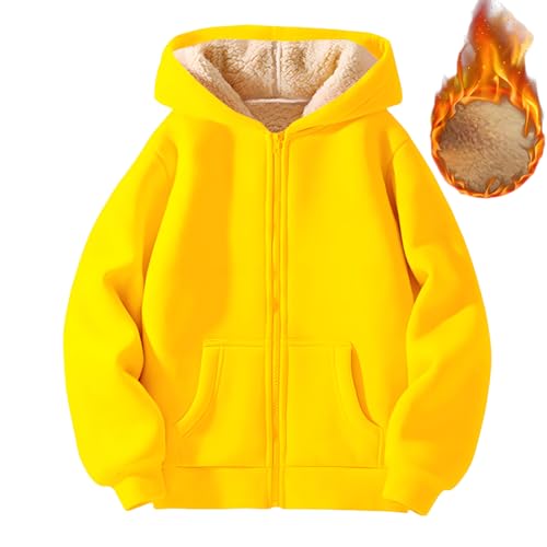 Kapuzenpullover für Jungen Mädchen Fleece-Kapuzenpullover mit Reißverschluss Amazon Essentials Kapuzenjacke Jungen Sweatjacke Kinder Zip Up Hoodie (Gelb, 9-10 Years) von Generic