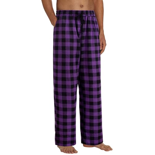 Kariert Pyjamahose Lang Herren| Schlafanzughose Herren|Flanell Schlafhose Weich Nachtwäsche für Männer mit Taschen Verstellbaren Tunnelzugbund Schlaf & Lounge Hosen Jogg-Pants Kariert Hausanzug von Generic