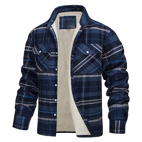 Karierte Jacke Herren Flanell Jacke Herren Freizeithemden Für Herren Karierte Jacke Herren Freizeithemden Für Herren Holzfäller Jacke Gefüttert Flanell Jacke Herren Karohemd Herren Hemdjacke Blau XL von Generic