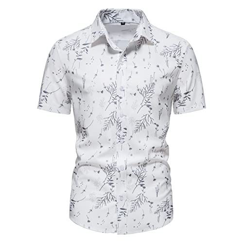 Karierte Kurzarmhemden Herren Frühling und Sommer Top Shirt Fashion Print Casual Einreiher Strandhemd Kurzarmhemd Herren Hemd Kurzarm Freizeithemd (Grey-2, M) von Generic