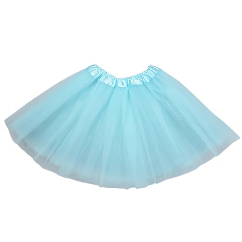 Karneval Kostüm Damen Tüllrock Tütü Rock Kurz Tutu Röcke Schick Kleid Ballett Petticoat 50er Jahre Party zum Abend Erwachsene Weihnachten Minirock Unterrock Hellblau von Generic
