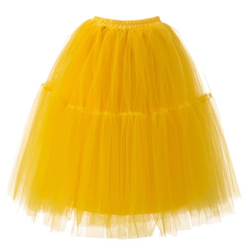 Karneval Tüllrock Damen Kurz Tütü Rock Fasching Kostüm - Hohe Taille Tüllrock 50Er Rockabilly Petticoat Tutu Unterrock Minirock Tüll Ballett Tanzkleid Tutu von Generic