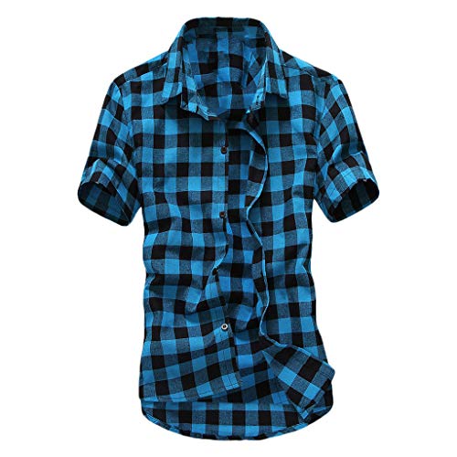 Karohemd Herren Kurzarm, Hemd Kariertes Freizeithemd Regular Fit Kurzarm BüGelleichtes Freizeit Trachten Hemd Sommer Westernhemd, Arbeitshemd MäNner Regular Fit Baumwolle S-3xl von Generic