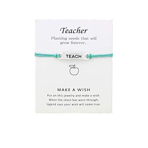 Karten-Schmuck-Armband inspirierender Segen für Lehrer-Armband-Karten-Lehr-Ohrringe Funkuhr Herren Armbanduhr (Mint Green, One Size) von Generic
