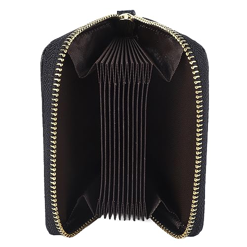 Kartenbrieftasche Schwarzes Leder 10 Slots Kompakt Transparenter Fensterkartenhalter für die Reise Täglich Im Freien von Generic