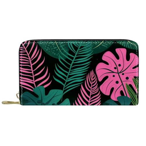 Kartenetui Abstrakt Mit Tropischen Blättern Verschluss Geldbörsen Printmotiv Portemonnaie Lustige Tragbare Brieftasche Für Freundin, Tochter, Lehrer von Generic