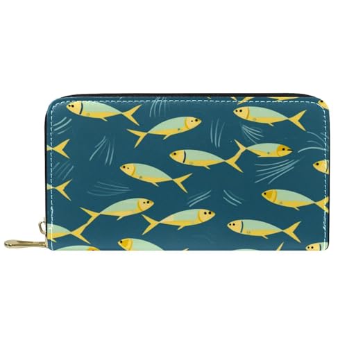 Kartenetui Abstrakte Fische Meerestiere Tragbare Brieftasche Vintage Handtaschen Retro Portemonnaie Für Mutter, Lehrer, Mädchen von Generic