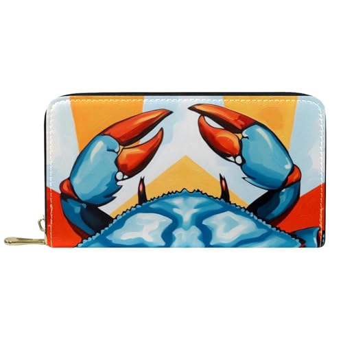 Kartenetui Abstraktes Gemälde Einer Blauen Krabbe Portemonnaie Kreative Geldtasche Retro Brieftasche Für Tochter, Frauen, Mädchen von Generic