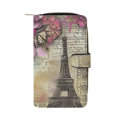 Kartenetui Blumen Eiffelturm Portemonnaie Printmotiv Tragbare Brieftasche Niedliche Reißverschluss Geldbörse Für Freund, Lehrer, Frauen von Generic