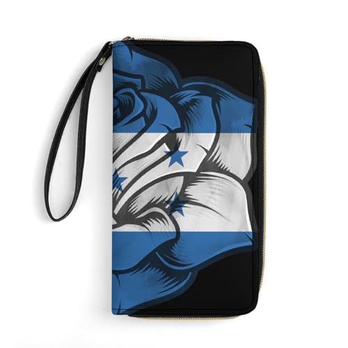 Kartenetui Blumen Honduras Flagge Verschluss Geldbörsen Retro Leder Geldbörse Tragbare Tragbare Brieftasche Für Tochter, Mutter, Freundin von Generic